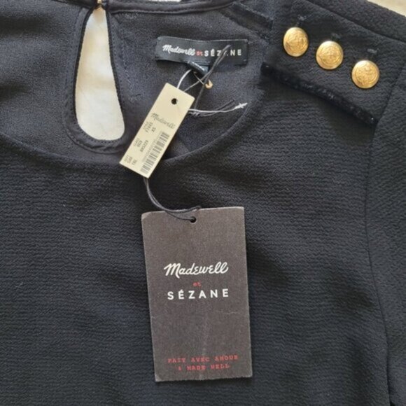 Madewell et SEZANE Colette Black Top with Gold Buttons Size XS - Picture 9 of 12